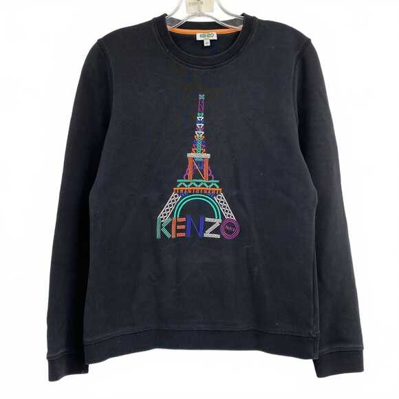 Kenzo Tops - Kenzo Black Embroidered Eiffel Tower Crewneck Sweatshirt | Women M